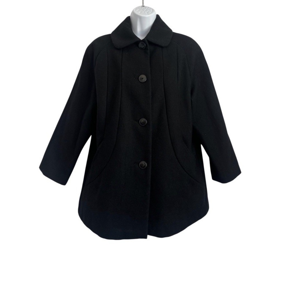 VTG Mark Reed Women's Sz: 8P Black Wool Blend Mid Length Coat